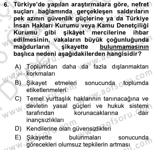 İnsan Davranışı Ve Sosyal Çevre 2 Dersi 2025 - 2026 Yılı (Final) Dönem Sonu Sınav Soruları 6. Soru