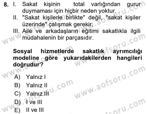 İnsan Davranışı Ve Sosyal Çevre 2 Dersi 2025 - 2026 Yılı (Final) Dönem Sonu Sınav Soruları 8. Soru