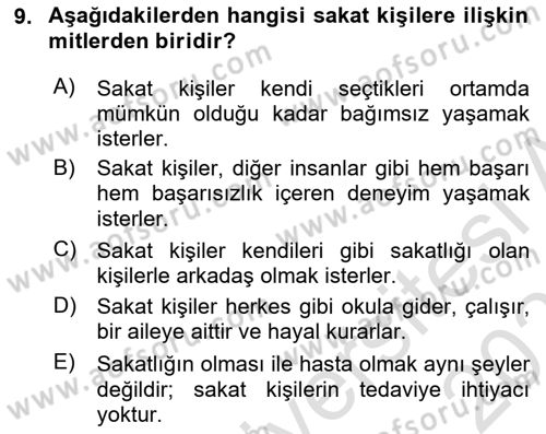İnsan Davranışı Ve Sosyal Çevre 2 Dersi 2025 - 2026 Yılı (Final) Dönem Sonu Sınav Soruları 9. Soru