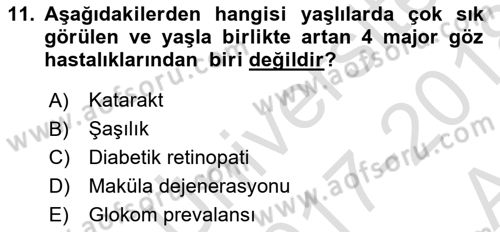 Yaşlılarla Sosyal Hizmet Dersi Ara Sınavı Deneme Sınav Soruları 11. Soru