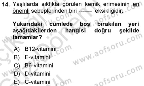 Yaşlılarla Sosyal Hizmet Dersi Ara Sınavı Deneme Sınav Soruları 14. Soru