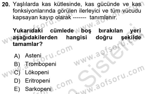 Yaşlılarla Sosyal Hizmet Dersi Ara Sınavı Deneme Sınav Soruları 20. Soru