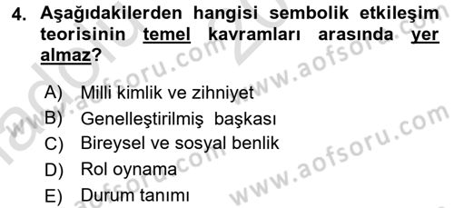 Yaşlılarla Sosyal Hizmet Dersi Ara Sınavı Deneme Sınav Soruları 4. Soru
