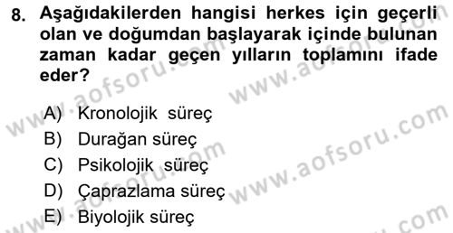 Yaşlılarla Sosyal Hizmet Dersi Ara Sınavı Deneme Sınav Soruları 8. Soru
