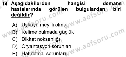 Yaşlılarla Sosyal Hizmet Dersi Ara Sınavı Deneme Sınav Soruları 14. Soru