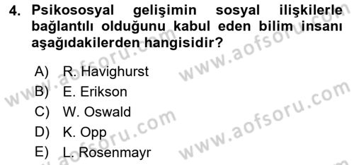 Yaşlılarla Sosyal Hizmet Dersi Ara Sınavı Deneme Sınav Soruları 4. Soru