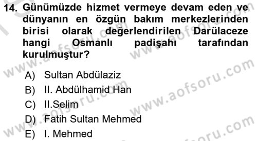 Yaşlılarla Sosyal Hizmet Dersi 2023 - 2024 Yılı (Final) Dönem Sonu Sınav Soruları 14. Soru