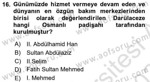 Yaşlılarla Sosyal Hizmet Dersi 2023 - 2024 Yılı Yaz Okulu Sınav Soruları 16. Soru
