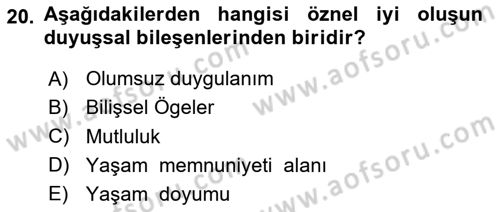 Yaşlılarla Sosyal Hizmet Dersi 2023 - 2024 Yılı Yaz Okulu Sınav Soruları 20. Soru