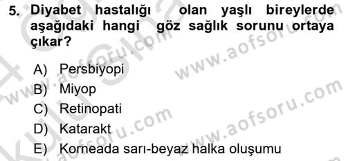 Yaşlılarla Sosyal Hizmet Dersi 2023 - 2024 Yılı Yaz Okulu Sınav Soruları 5. Soru
