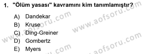 Yaşlılarla Sosyal Hizmet Dersi Ara Sınavı Deneme Sınav Soruları 1. Soru