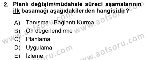 Yaşlılarla Sosyal Hizmet Dersi Ara Sınavı Deneme Sınav Soruları 2. Soru