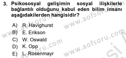 Yaşlılarla Sosyal Hizmet Dersi Ara Sınavı Deneme Sınav Soruları 3. Soru