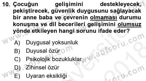 Engellilerle Sosyal Hizmet Dersi 2017 - 2018 Yılı (Final) Dönem Sonu Sınav Soruları 10. Soru