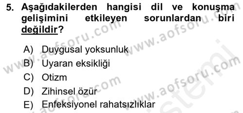 Engellilerle Sosyal Hizmet Dersi 2017 - 2018 Yılı (Final) Dönem Sonu Sınav Soruları 5. Soru