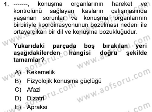 Engellilerle Sosyal Hizmet Dersi 2018 - 2019 Yılı (Vize) Ara Sınavı 1. Soru