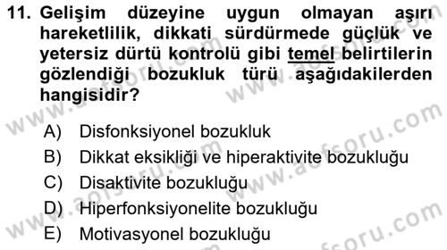 Engellilerle Sosyal Hizmet Dersi 2018 - 2019 Yılı (Final) Dönem Sonu Sınavı 11. Soru