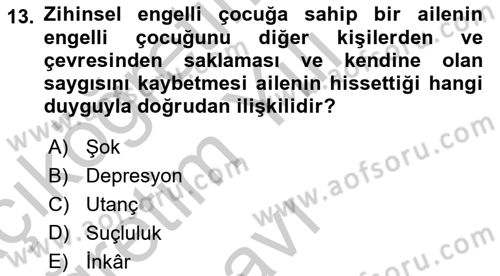 Engellilerle Sosyal Hizmet Dersi 2018 - 2019 Yılı Yaz Okulu Sınav Soruları 13. Soru