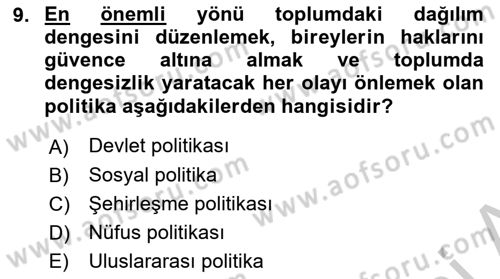 Engellilerle Sosyal Hizmet Dersi 2018 - 2019 Yılı Yaz Okulu Sınav Soruları 9. Soru