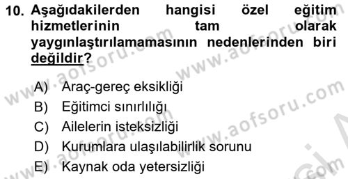 Engellilerle Sosyal Hizmet Dersi 2020 - 2021 Yılı Yaz Okulu Sınav Soruları 10. Soru