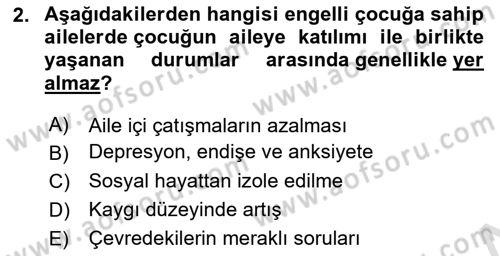 Engellilerle Sosyal Hizmet Dersi 2020 - 2021 Yılı Yaz Okulu Sınav Soruları 2. Soru