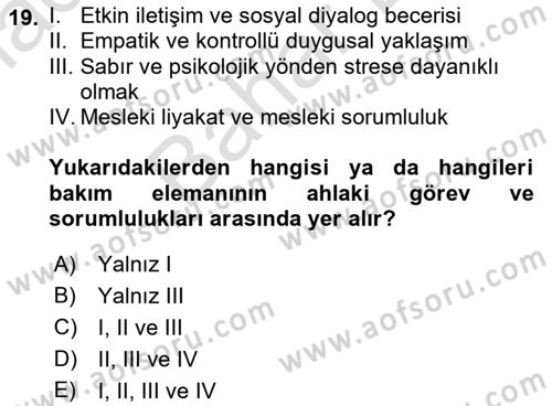 Engellilerle Sosyal Hizmet Dersi 2021 - 2022 Yılı (Final) Dönem Sonu Sınav Soruları 19. Soru