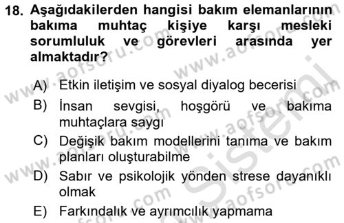 Engellilerle Sosyal Hizmet Dersi 2021 - 2022 Yılı Yaz Okulu Sınav Soruları 18. Soru