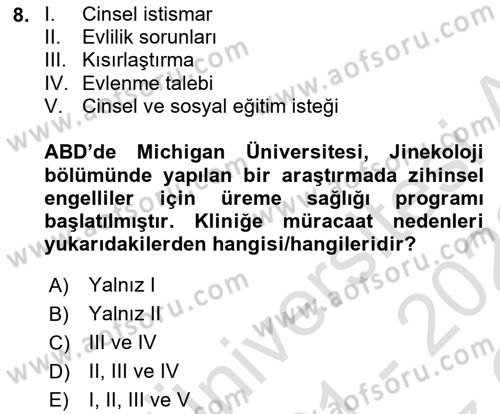 Engellilerle Sosyal Hizmet Dersi 2021 - 2022 Yılı Yaz Okulu Sınav Soruları 8. Soru
