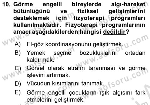 Engellilerle Sosyal Hizmet Dersi 2022 - 2023 Yılı Yaz Okulu Sınav Soruları 10. Soru
