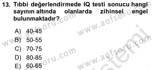 Engellilerle Sosyal Hizmet Dersi 2022 - 2023 Yılı Yaz Okulu Sınavı 13. Soru