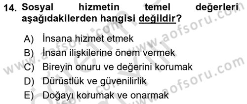 Engellilerle Sosyal Hizmet Dersi 2022 - 2023 Yılı Yaz Okulu Sınav Soruları 14. Soru
