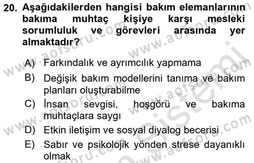 Engellilerle Sosyal Hizmet Dersi 2022 - 2023 Yılı Yaz Okulu Sınav Soruları 20. Soru
