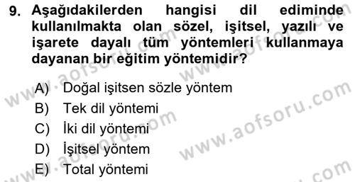 Engellilerle Sosyal Hizmet Dersi 2022 - 2023 Yılı Yaz Okulu Sınav Soruları 9. Soru