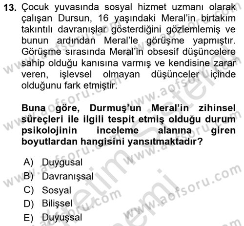 Tıbbi Ve Psiko-Sosyal Hizmet Dersi 2021 - 2022 Yılı (Vize) Ara Sınav Soruları 13. Soru
