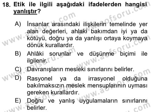 Tıbbi Ve Psiko-Sosyal Hizmet Dersi 2021 - 2022 Yılı (Final) Dönem Sonu Sınav Soruları 18. Soru