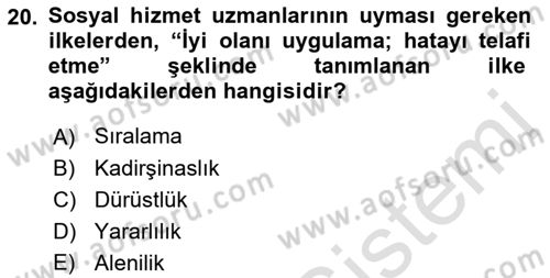 Tıbbi Ve Psiko-Sosyal Hizmet Dersi 2021 - 2022 Yılı (Final) Dönem Sonu Sınav Soruları 20. Soru