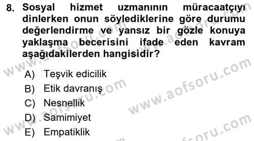 Tıbbi Ve Psiko-Sosyal Hizmet Dersi 2021 - 2022 Yılı (Final) Dönem Sonu Sınav Soruları 8. Soru