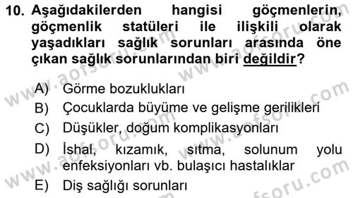 Tıbbi Ve Psiko-Sosyal Hizmet Dersi 2021 - 2022 Yılı Yaz Okulu Sınav Soruları 10. Soru