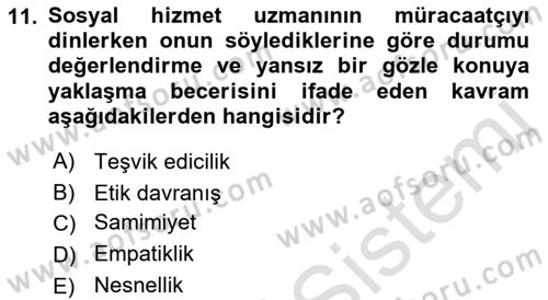 Tıbbi Ve Psiko-Sosyal Hizmet Dersi 2021 - 2022 Yılı Yaz Okulu Sınav Soruları 11. Soru