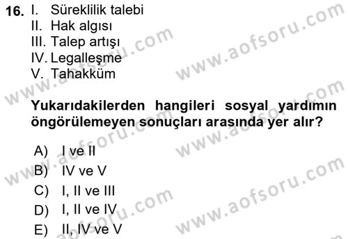 Tıbbi Ve Psiko-Sosyal Hizmet Dersi 2021 - 2022 Yılı Yaz Okulu Sınav Soruları 16. Soru
