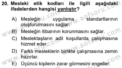 Tıbbi Ve Psiko-Sosyal Hizmet Dersi 2021 - 2022 Yılı Yaz Okulu Sınav Soruları 20. Soru