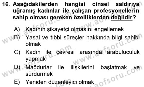 Tıbbi Ve Psiko-Sosyal Hizmet Dersi Ara Sınavı Deneme Sınav Soruları 16. Soru