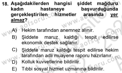 Tıbbi Ve Psiko-Sosyal Hizmet Dersi 2022 - 2023 Yılı (Vize) Ara Sınav Soruları 18. Soru