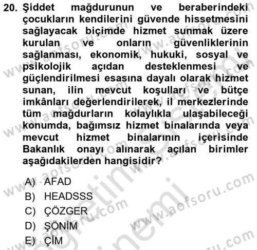 Tıbbi Ve Psiko-Sosyal Hizmet Dersi Ara Sınavı Deneme Sınav Soruları 20. Soru