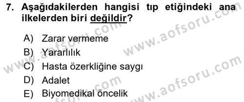 Tıbbi Ve Psiko-Sosyal Hizmet Dersi 2022 - 2023 Yılı (Vize) Ara Sınav Soruları 7. Soru