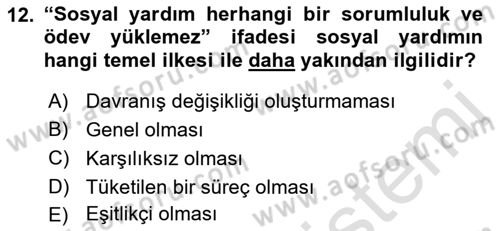 Tıbbi Ve Psiko-Sosyal Hizmet Dersi 2022 - 2023 Yılı (Final) Dönem Sonu Sınav Soruları 12. Soru