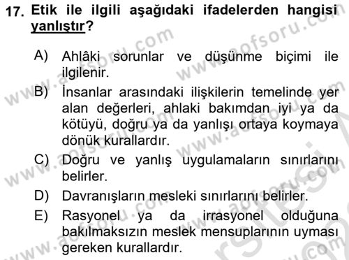 Tıbbi Ve Psiko-Sosyal Hizmet Dersi 2022 - 2023 Yılı (Final) Dönem Sonu Sınav Soruları 17. Soru