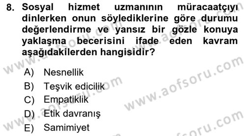 Tıbbi Ve Psiko-Sosyal Hizmet Dersi 2022 - 2023 Yılı (Final) Dönem Sonu Sınav Soruları 8. Soru