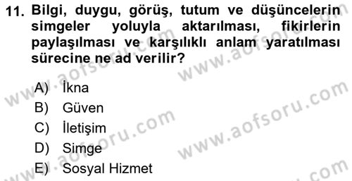 Tıbbi Ve Psiko-Sosyal Hizmet Dersi 2022 - 2023 Yılı Yaz Okulu Sınav Soruları 11. Soru
