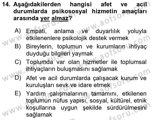 Tıbbi Ve Psiko-Sosyal Hizmet Dersi 2022 - 2023 Yılı Yaz Okulu Sınav Soruları 14. Soru